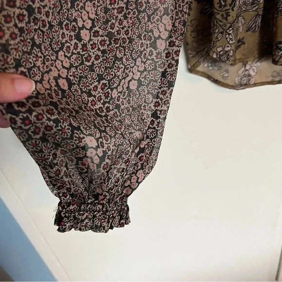 Free People Hendrix Olive Green Long Sleeve Blouse Top Size Small - Picture 6 of 12